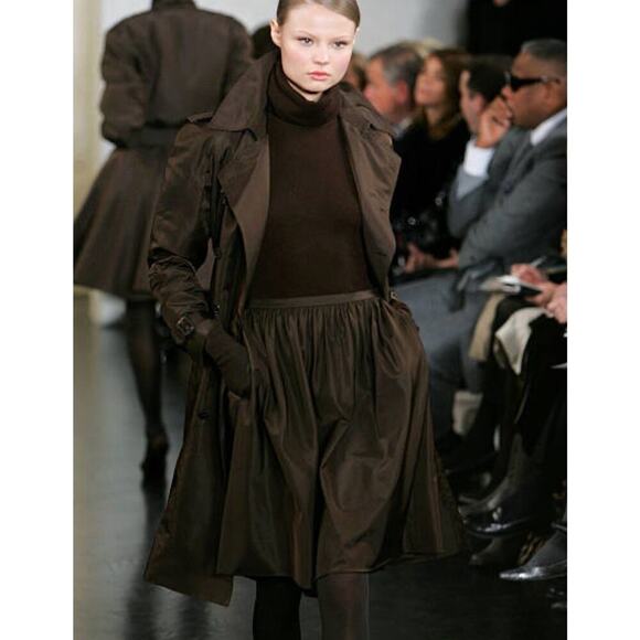 Ralph Lauren Purple Label Brown Silk Flared Mini Skirt Bubble Flare Runway 2007 - Picture 3 of 16